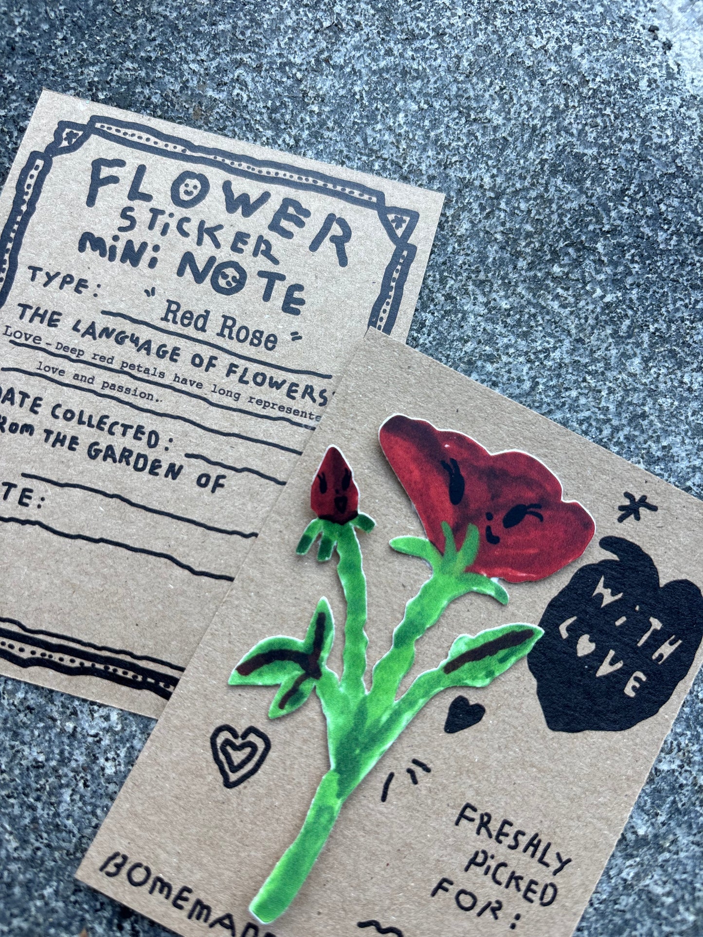 Flower sticker mini Note : Red Rose