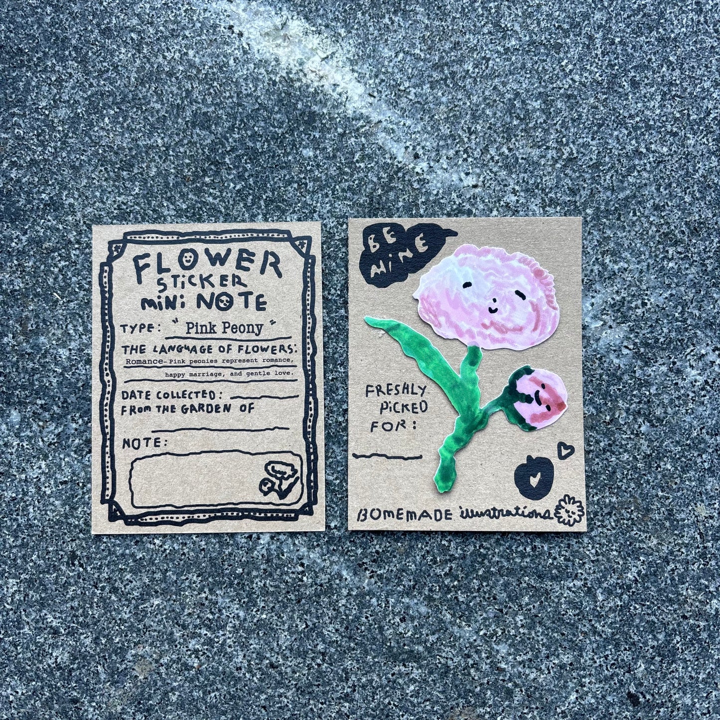 Flower sticker mini Note : Pink Peony