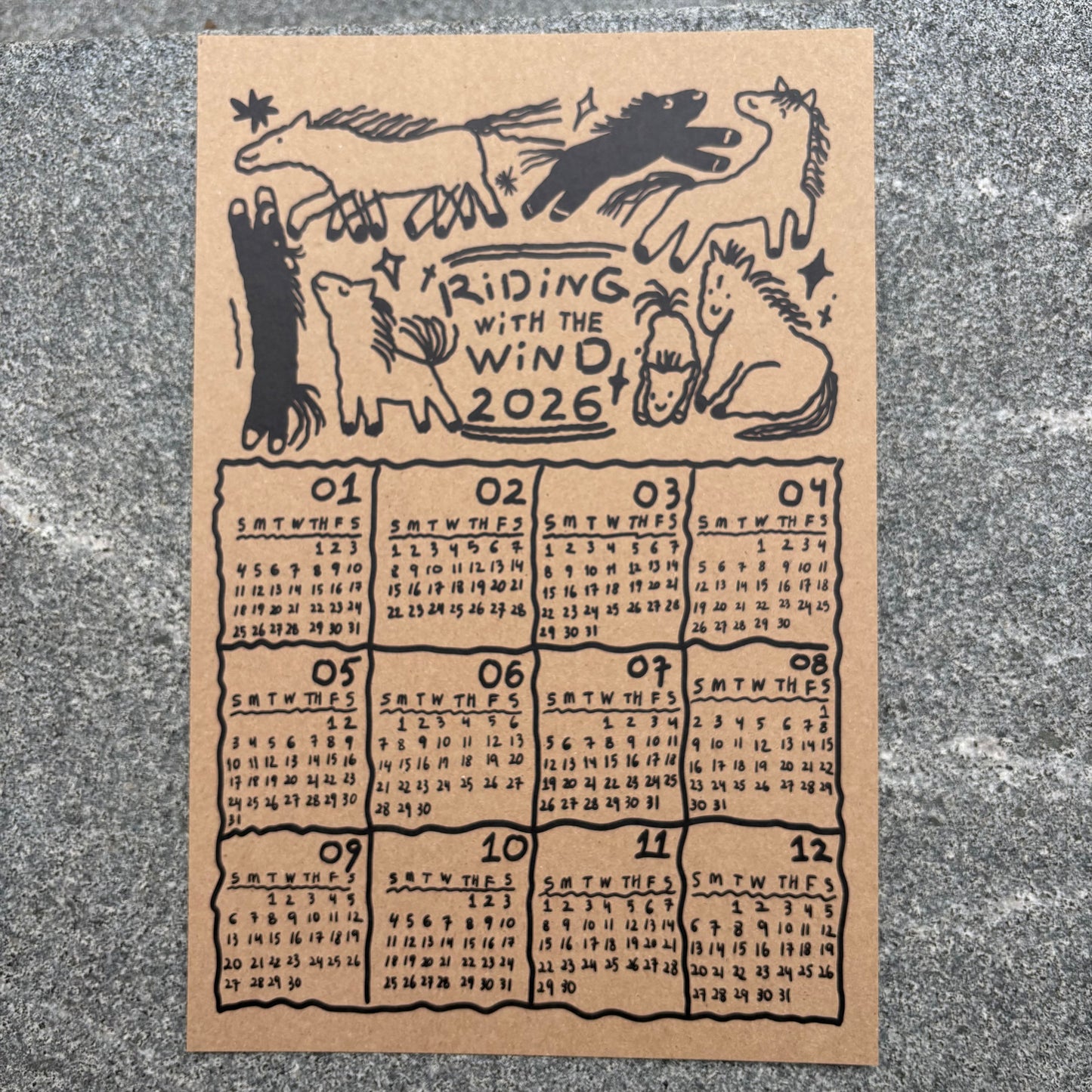 2026 Horse calendar + fortune sticker