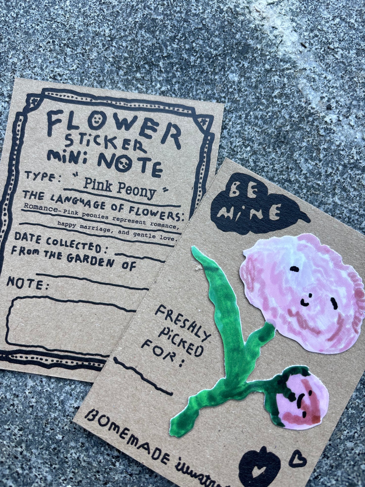 Flower sticker mini Note : Pink Peony