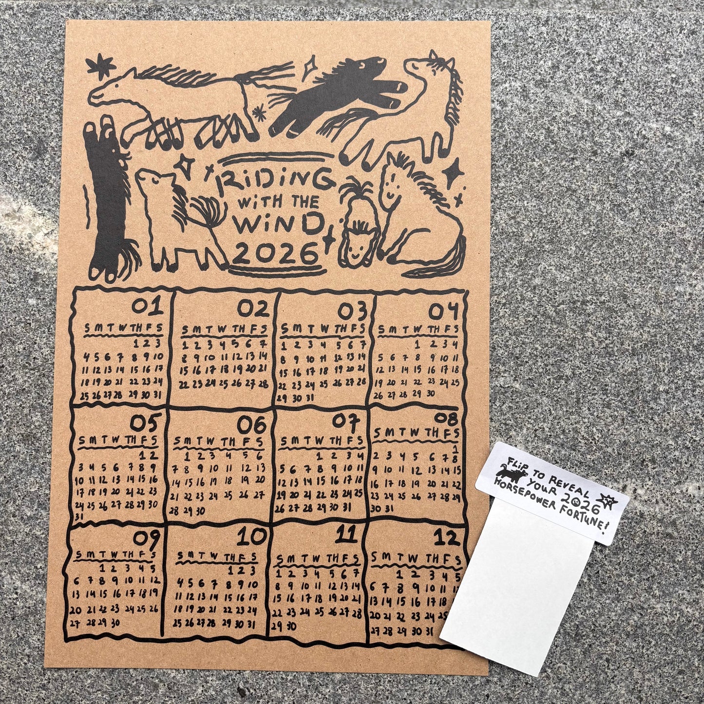 2026 Horse calendar + fortune sticker